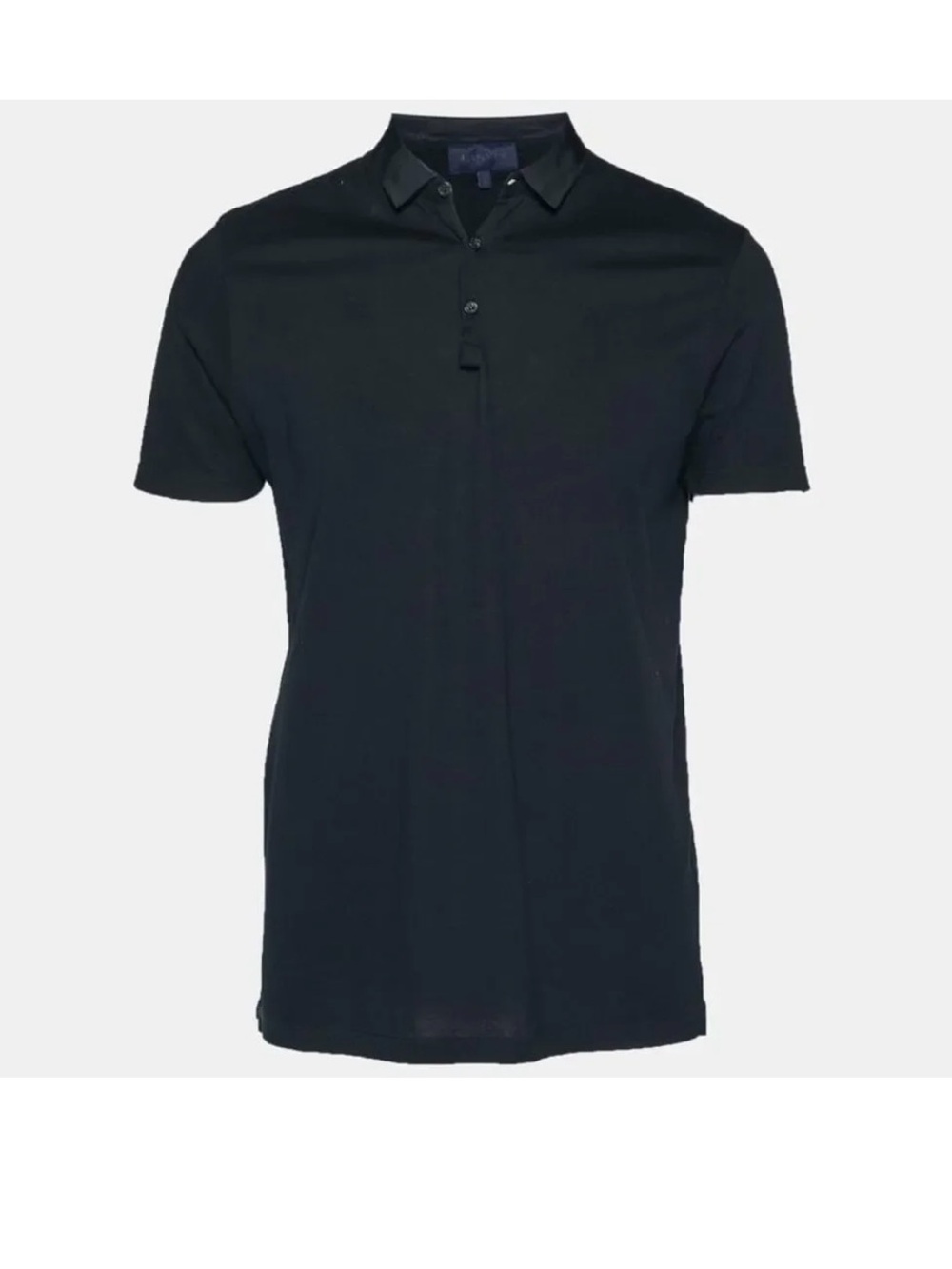 Lanvin Men's Black Short-Sleeve Polo with Contrast Collar